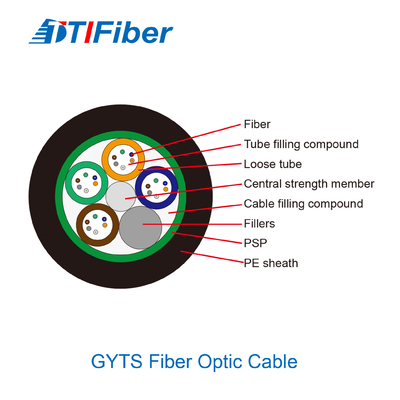 Opancerzony jednomodowy kabel światłowodowy GYTS G652D G657A 4/8/12/24/48 rdzeń