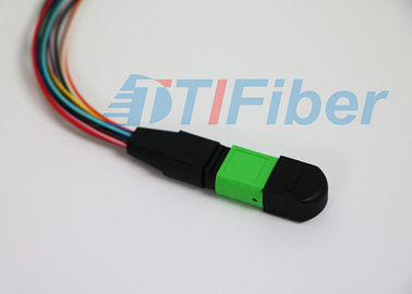 MPO / APC - LC / UPC 12 rdzeni Pigtail światłowodowy Wytrzymały kabel okrągły
