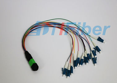 MPO / APC - LC / UPC 12 rdzeni Pigtail światłowodowy Wytrzymały kabel okrągły