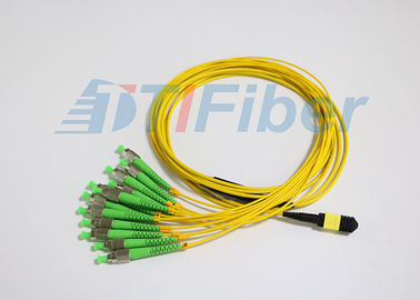 Żółte 12-rdzeniowe kable światłowodowe MPO do FC do sieci telekomunikacyjnej