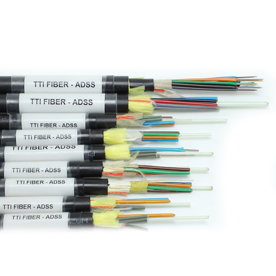 Kable światłowodowe napowietrzne ADSS G652D G657A1 G657A2 1 12 24 48 96 144 włókna jednomodowe zewnętrzne