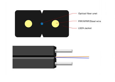 2-żyłowy kabel zrzutowy FTTH G657A Jednomodowy stalowy człon wytrzymałościowy z płaszczem LSZH
